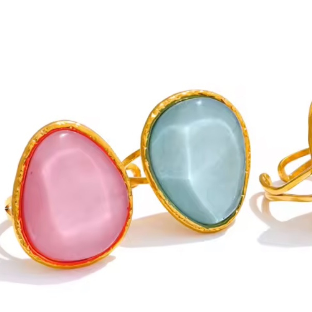 Unique Adjustable Blue Stone Ring - image 3